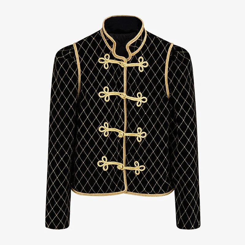 HIGH STREET Дизайнерская куртка в стиле барокко Женская Блестящая клетчатая бархатная куртка