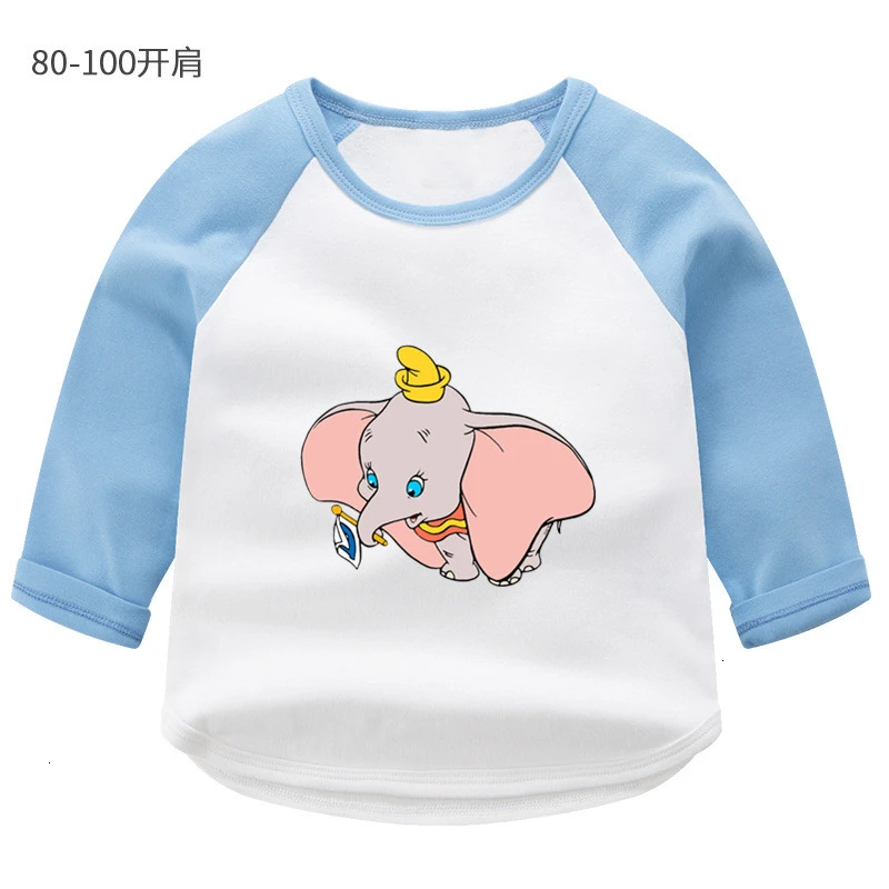 Летняя футболка с круглым вырезом и принтом «Dumbo» для мальчиков и девочек, цветная футболка с длинными рукавами Детская футболка с рисунком для малышей - Цвет: as picture