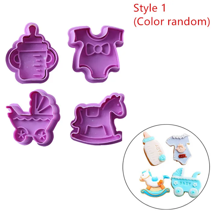 Style 1 4 шт./компл. 3D Плунжер для выпекания печенья Форма Хеллоуина и Рождества выпечки печенья прессформы для Пластик тиснением резак для печенья, мастики резак - Цвет: Style 1