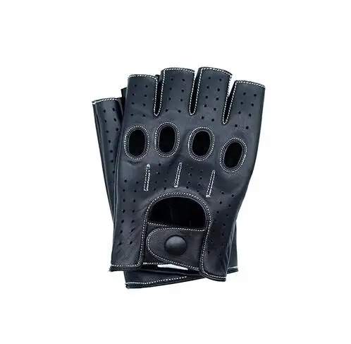 black white Мужские перчатки из натуральной кожи для вождения без подкладки Goatskin Досуг без пальцев перчатки без пальцев фитнес перчатки - Цвет: black white
