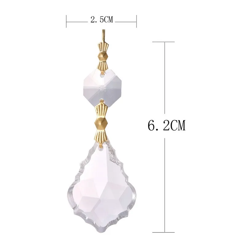 10PCS Clear 38cm French Leaf Chakra Spectra Suncatcher Chandelier Glass Crystals Pendalogue Lamp Prisms Parts Hanging Pendants