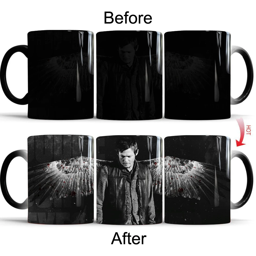 The Walking Dead Mug Daryl Dixon Color Changing Mug 11oz Heat Sensitive Ceramic Coffee Tea Cup