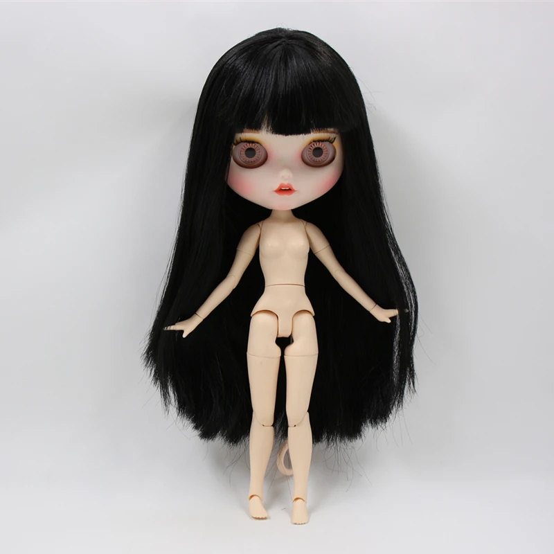 BL230/117 Blyth кукла 1/6 bjd белая кожа 19 суставов тела длинные прямые черные волосы и открытый маленький рот Макияж Лицо 30 см девушка
