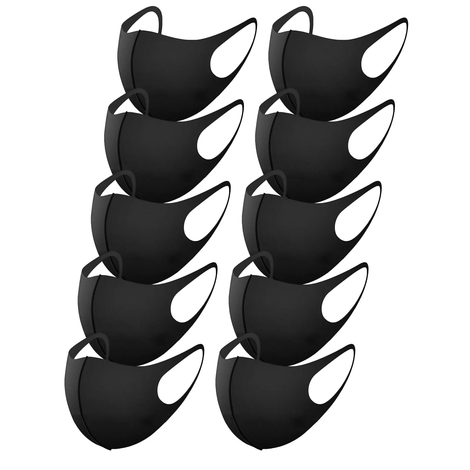 Mascarilla facial lavable y reutilizable de algodón, máscara protectora, color negro, 10 unidades