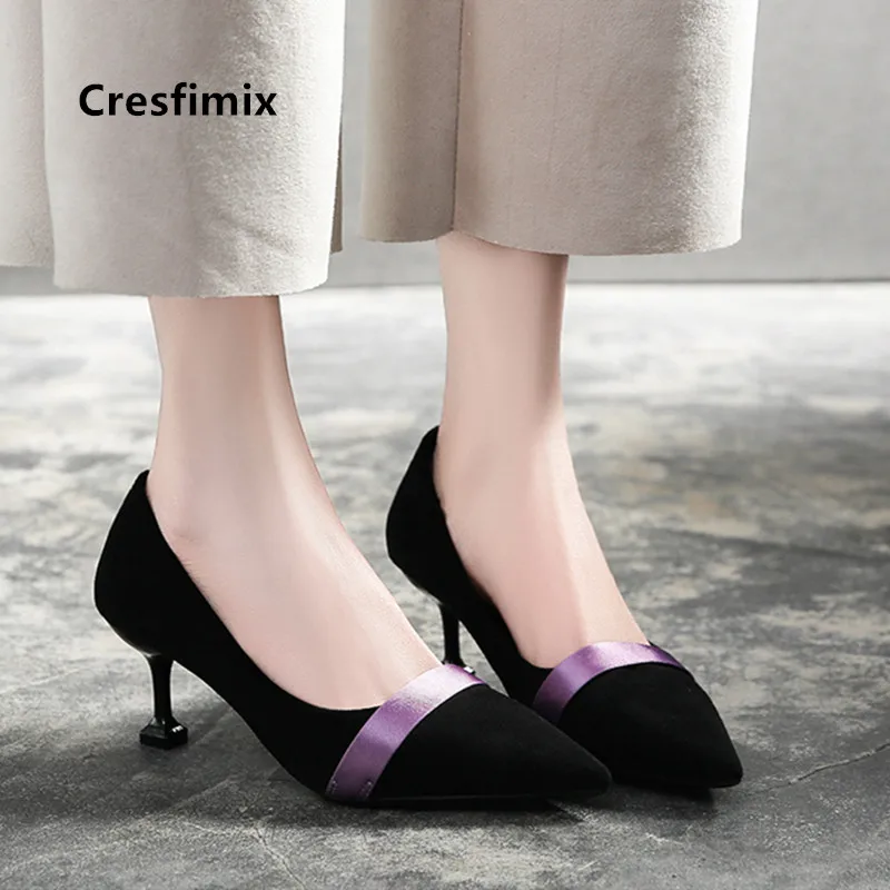 

Cresfimix Women Cute Pointed Toe Slip on High Heels Ladies Casual High Quality Office Stiletto Sweet Shoes Sapato Feminino C5788