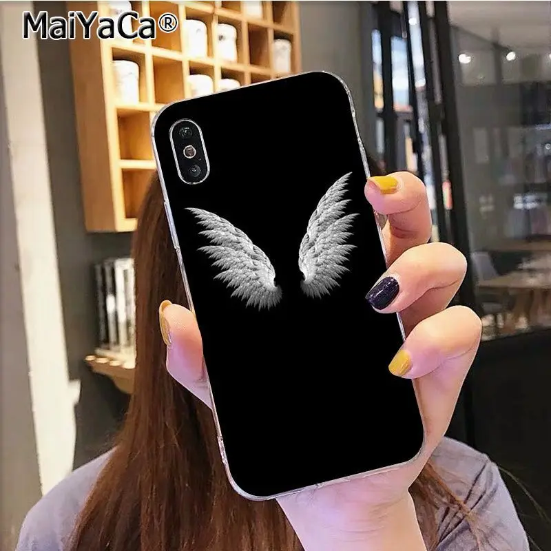 Черный чехол для телефона MaiYaCa Angel wings из ТПУ для Apple iphone 11 pro 8 7 66S Plus X XS MAX 5s SE XR Coque Shell