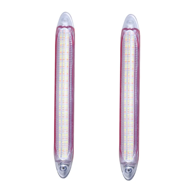 2Pcs Led Car Daytime Running Lights Drl Waterproof Headlight Turn Singal Yellow Light Streamer Auto Decorative Lamp Strip 12V White Shell