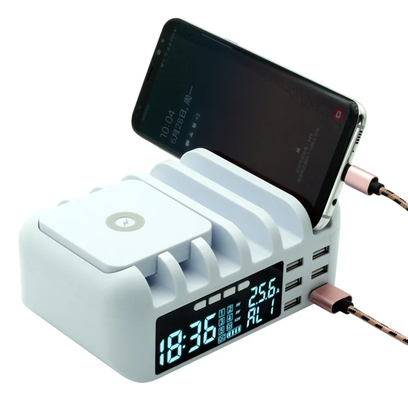 Зарядная Станция 48 Вт с 6 USB-портами и ЖК-дисплеем для Iphone 12, 11 ...