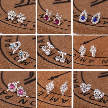 

Women Cute Crystal Heart Stud Earrings For Women Party Daily Wear Jewelry Wedding Accessories Wholesale Small Earring