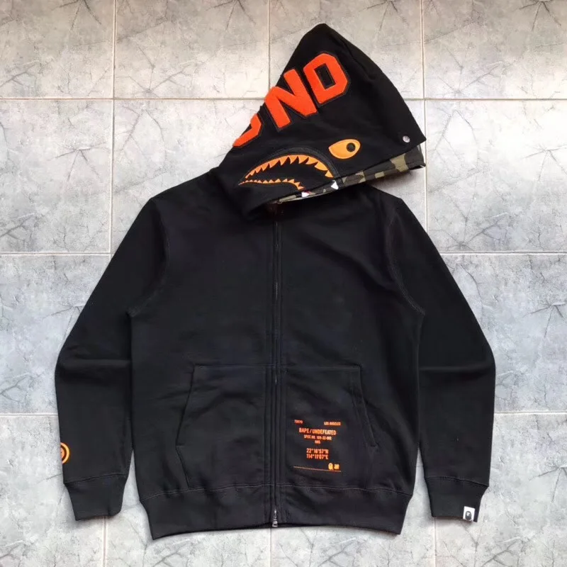 

2019 Japanese Teenager Star's Co-operative Two-cap Fake Two-zipper Jacket and Hoodie Christmas Streetwear Mens Hoodies