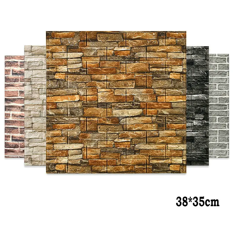 10PCS 3D Stone Brick Wall Sticker Foam Panels Self-adhesive Waterproof Wallpaper 