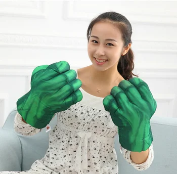 

[ Funny ] Cosplay 2pcs/lot The Avengers 2 Incredible spuer hero Hulk & Spider-man Boxing Gloves 11" plush Toy model kids gift