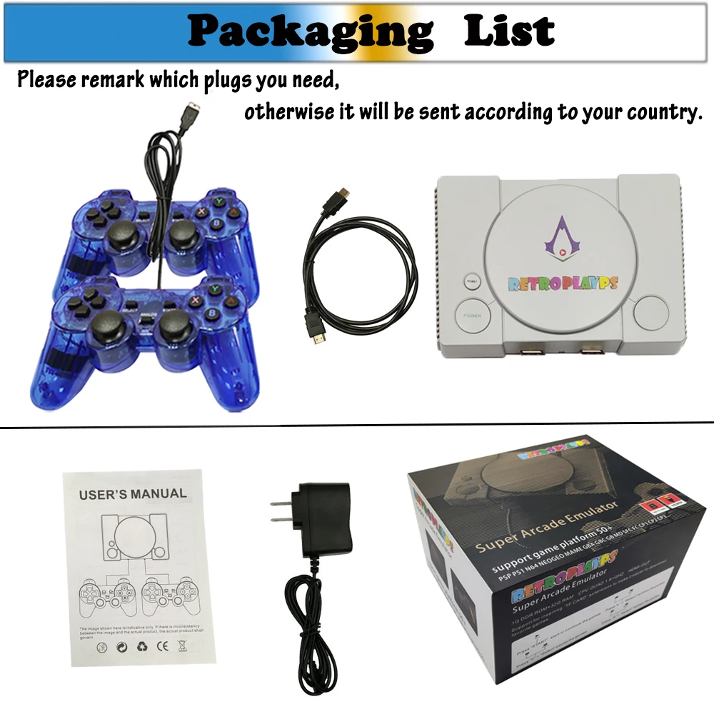 Full set HDMI 50 платформы видео игровая консоль встроенный 10000 классические игры мини ретро проводной контроллер Джойстик двойной плеер для psp подарок - Цвет: Full set