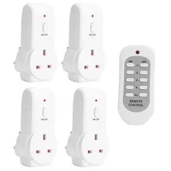 

4pcs UK Plug Classic Colors and Simple Durable Design 230V 10A Wireless Remote Control Light Switch Remote Socket Outlet
