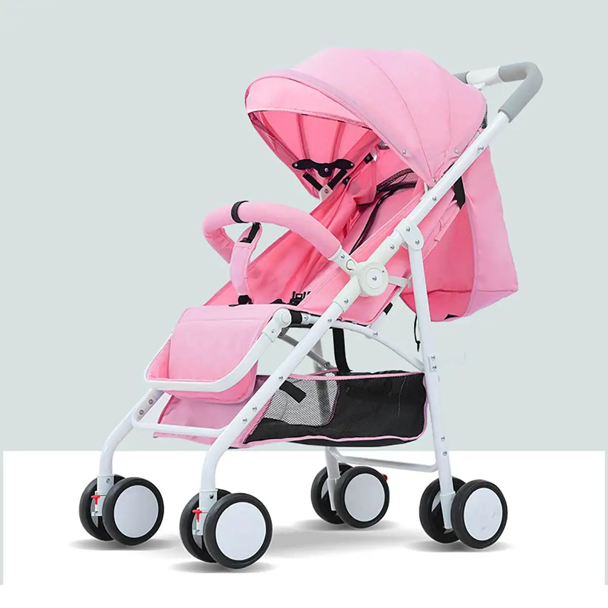 Детская прогулочная коляска с большим ландшафтом, система для путешествий для новорожденных, может для сидения и лежания на самолете, детский автомобиль - Цвет: Pink
