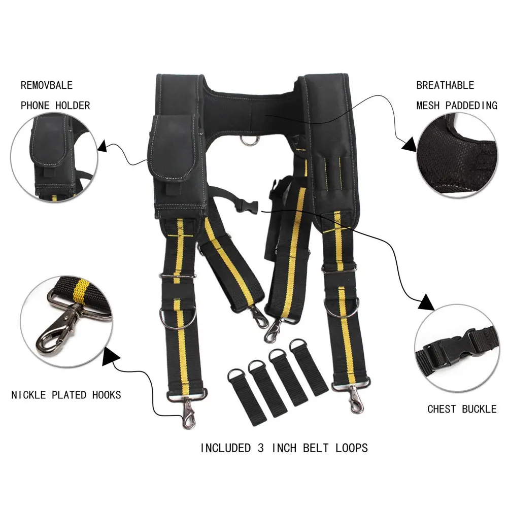 cheap tool chest Heavy Work Tool Belt Suspenders Nail Pocket Set Adjustable Lumbar Support Multi Function Tooling Braces for Carpenter Electricia tool box chest