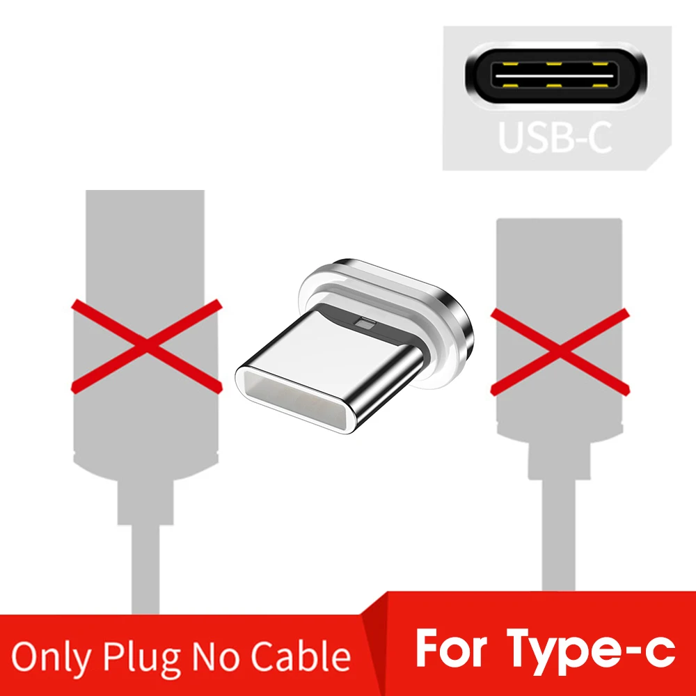 Магнитный USB кабель 1 м, 3 А, быстрая зарядка, микро USB зарядное устройство, Тип C, быстрая зарядка для iPhone 7, для samsung S10, магнитные телефонные кабели - Цвет: only plug