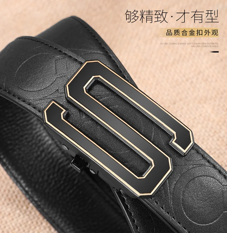 Genuine Leather Automatic Buckle Cowhide Belt Male Young And Middle-aged Leisure luxury designer cowboy g belts high quality