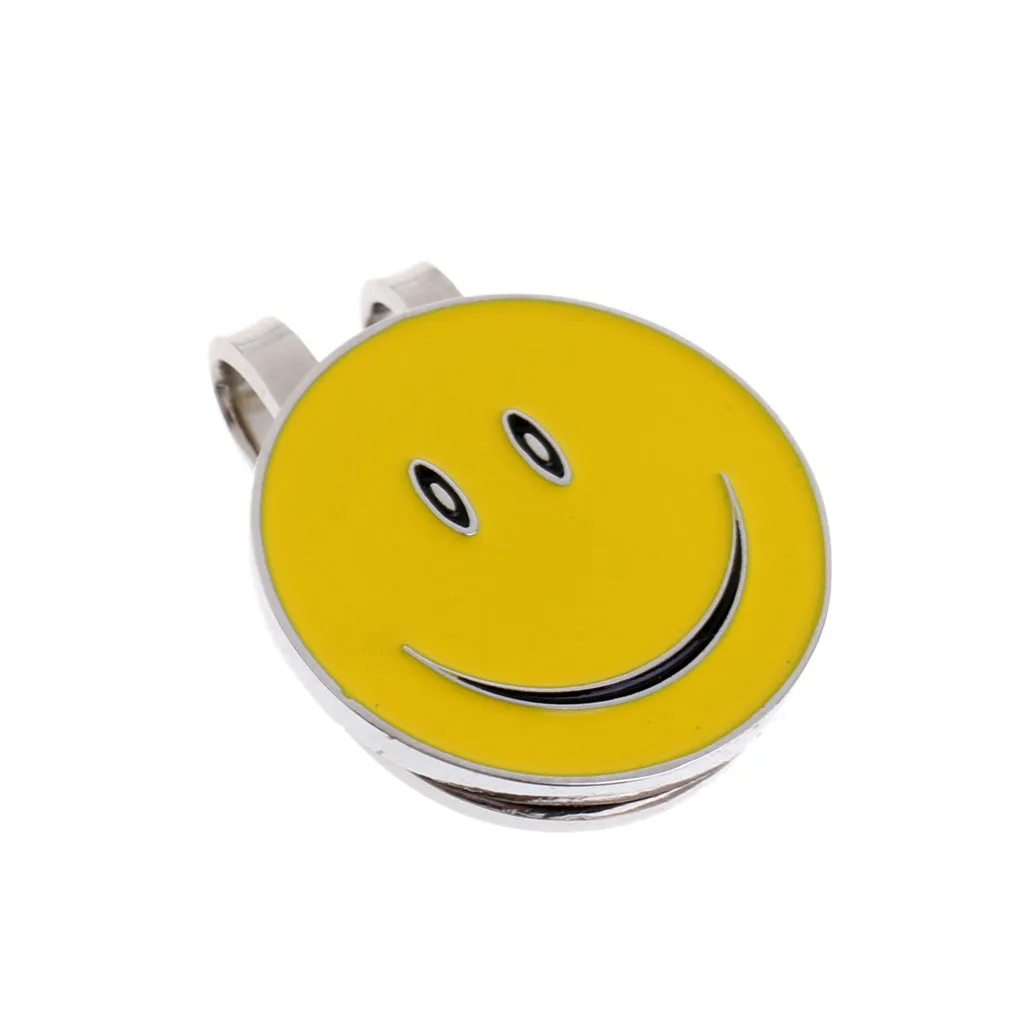 2Pcs Sturdy Smile Face Magnetic Hat Clip Golf Ball Marker Fit Golf Cap Visor