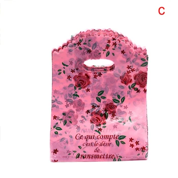 

50pcs Jewelry Gift Packaging Carrier Bags 15*20cm Pretty Plastic Jewelry Pouches With Handle Plastic Bag Gift Bags