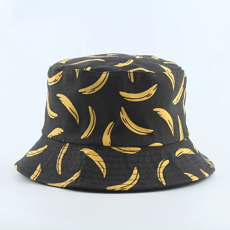 Summer Bucket Cap Banana Print Bob Hat 