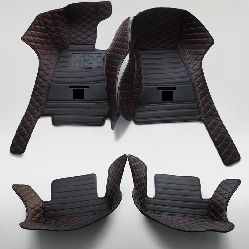 Fit For Chevrolet Camaro High quality(6th generation)+ FLOOR MATs ECO LEATHER - Название цвета: Blackred