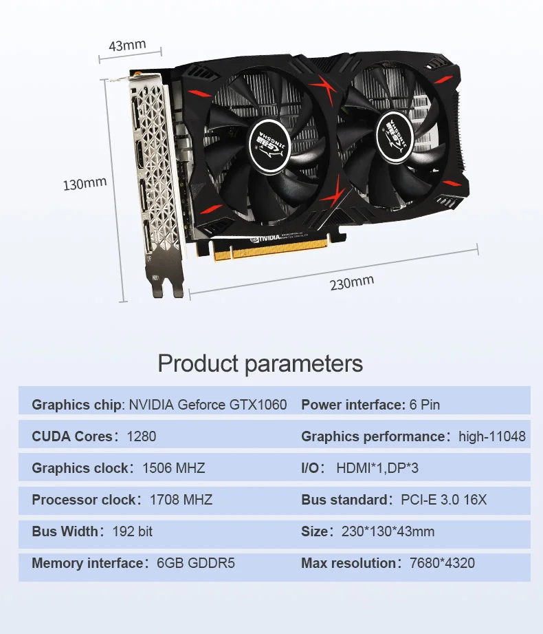 Graphics Card  GTX1060 6GB 192Bit GDDR5 GPU Video Card  PCI-E3.0 For nVIDIA Gefore Games Stronger than 964 1050Ti Support Mining best graphics card for gaming pc