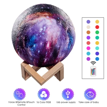 

3D Print Star Moon Lamp Colorful Change Touch Creative Gift Usb Led Night Light Galaxy Lamp Star Light for Gift Home Decor