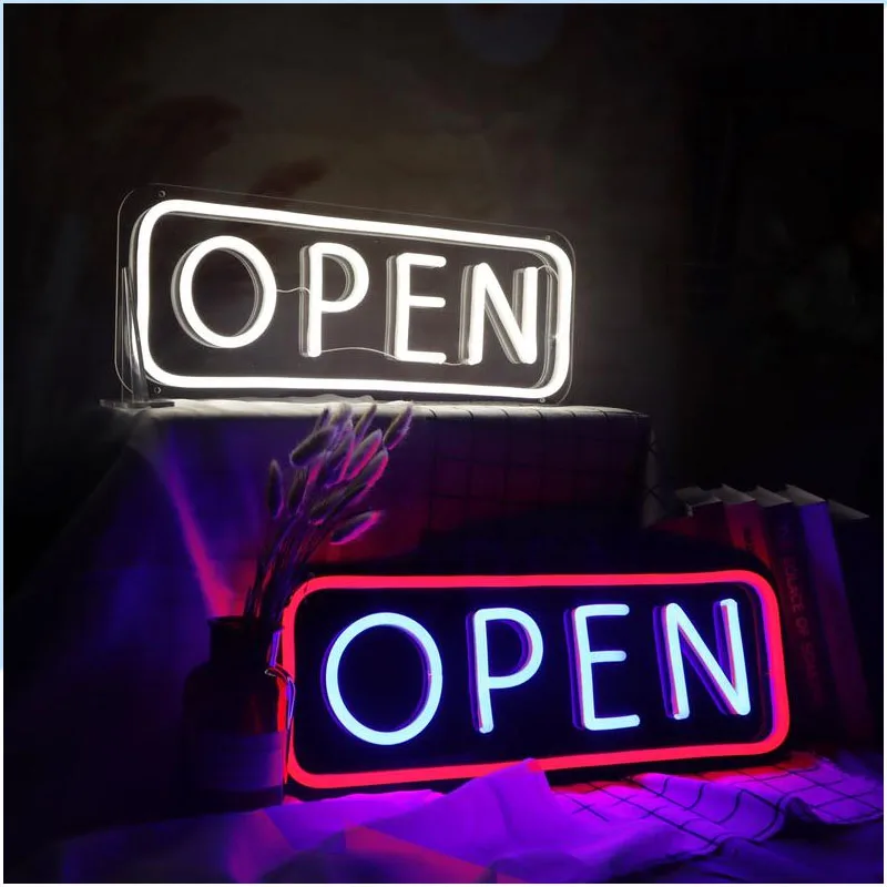 

Open Neon Sign Light Wall Hanging Word Signs Store Business Bar Club Wall Decoration Commercial Lighting Colorful Neon Bulbs