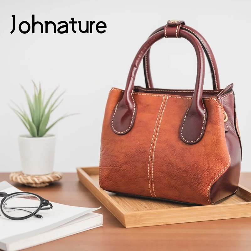 Johnature, роскошные сумки, женские сумки, новинка, простая ручная работа, натуральная кожа, сплошной цвет, Воловья кожа, сумки через плечо и через плечо