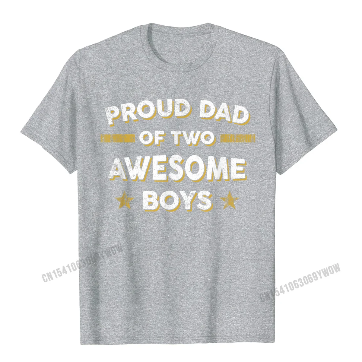 100% Cotton Men Short Sleeve Casual T Shirts Funny Tops & Tees High Quality Casual Crew Neck Tops & Tees Wholesale Mens Proud Dad of 2 Two Awesome Boys T Shirt (Father Papa Daddy)__1007 grey