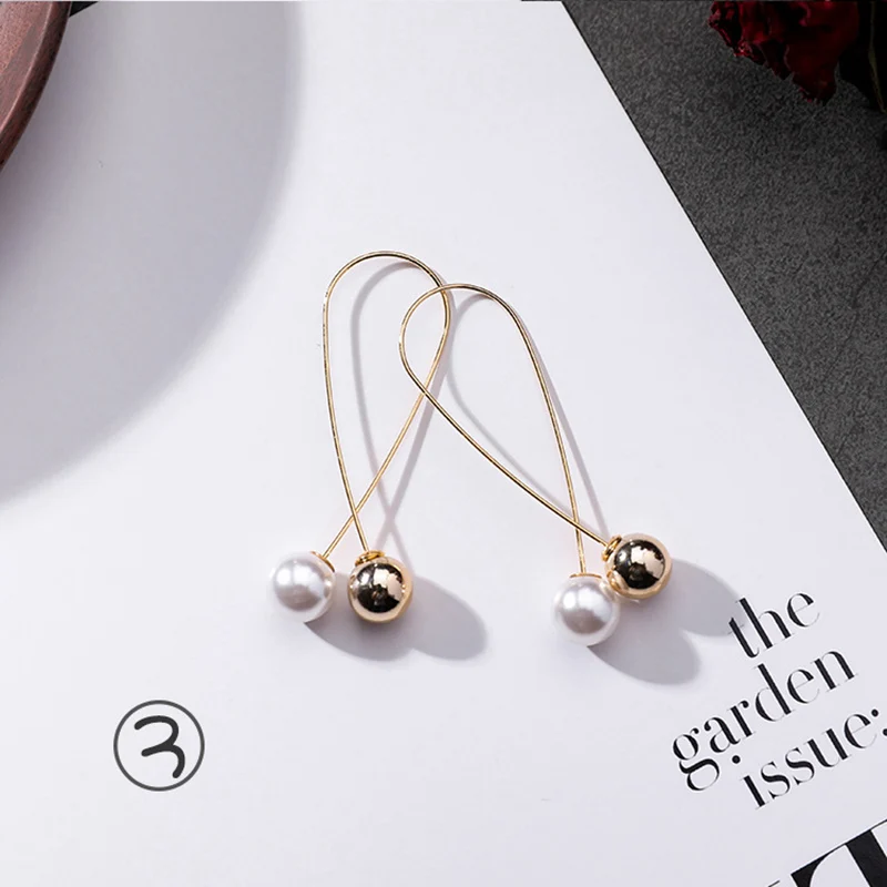 Pearl 3 Модные полые серьги с искусственным жемчугом и геометрическим узором в форме сердца, серьги с кисточками, серьги Brinco для женщин, корейский стиль, модные праздничные ювелирные изделия - Окраска металла: Pearl 3