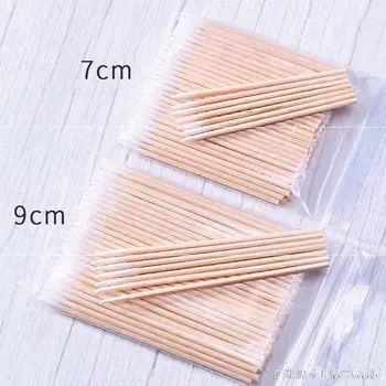 

Munsu Pointed-Toe Cotton Swab with a Wooden Stick Disposable Beak Single-head Eyeliner Beauty Small Cotton Swab Cotton Swab