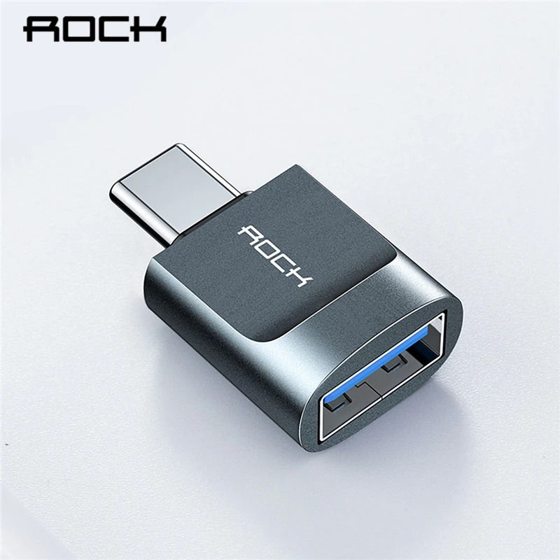 ROCK usb type C Мужской USB 3,0 Женский OTG адаптер для передачи данных и быстрой зарядки тип-c конвертер для Macbook samsung s9