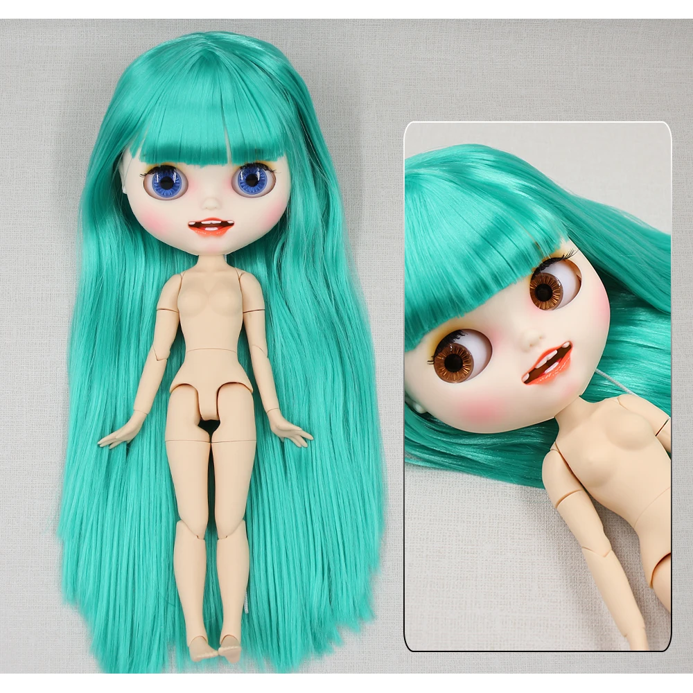 Neo Blythe Doll with Turquoise Hair, White Skin, Matte Smiling Face & Factory Jointed Body 1