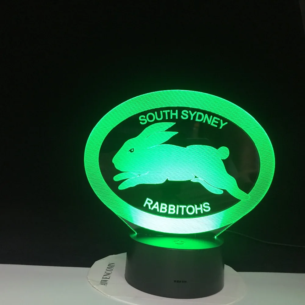 Южная Сидни Rabbitohs сенсорная кнопка Usb Домашний Декор Футбол регбист ночные светильники 3D Led настольная лампа ночник для детской комнаты 2608