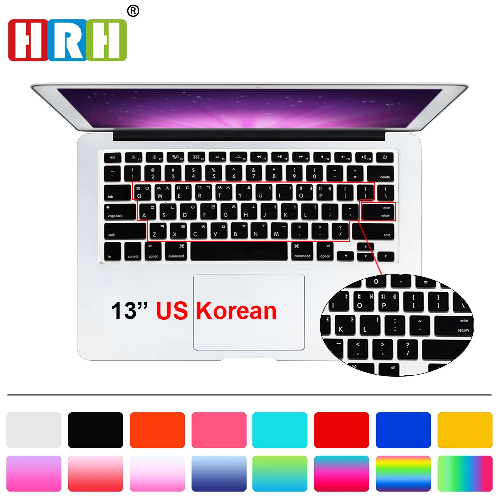 

1pc Korean Silicone Soft Keyboard Cover Skin sticker protective FILM for apple MacBook Pro air 13 15 17 US layout free ship