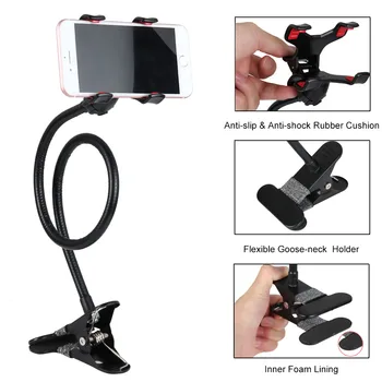 

Universal Car Bed 360 Degree Rotating Flexible Clip-on Holder Mount Kit Hands Free Gooseneck Mount for Phone Tablet KQS8
