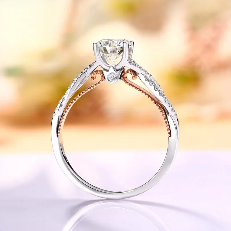 18K Золотое кольцо 1ct DVVS Moissanite кольцо с национальным сертификатом D006