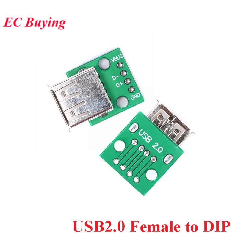 1 шт. Мини Micro Female Male USB to DIP адаптер плата Разъем конвертер 4P 5P 2,54 мм 3 4USB адаптер пластина печатная плата для Arduino - Цвет: USB Female to DIP
