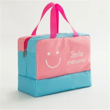 

New Storage Bags Unisex Smiling Face Beard Print Washing Bag Dry and Wet Separation Zipper Storage Bag with Soft Handle 2020