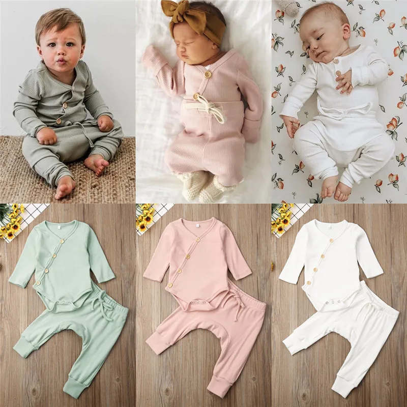 0-18M Newborn Kid Baby Boy Girl Pajamas set Long Sleeve Body Top and Pants suit Elegant Cute lovely sweet Pjs Set Sleepwear