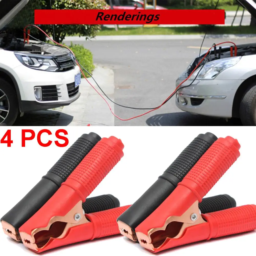 

4Pcs 100A Auto Electrical Crocodile Alligator Clips Car Battery Insulated Test Lead Car Emergency Jumper Cables Wire Clip
