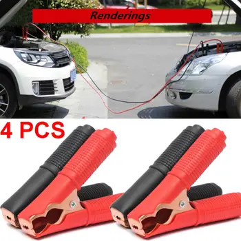 

4Pcs 100A Auto Electrical Crocodile Alligator Clips Car Battery Insulated Test Lead Car Emergency Jumper Cables Wire Clip