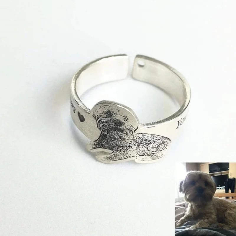 

Pet Memorial Jewelry,Adjustable Band Ring,Engraved Pet Ring,Custom Pet Ring,Personalized Pet Ring,Dog Photo Rings