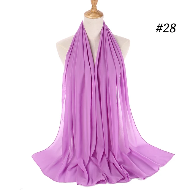 women plain bubble chiffon scarf hijab wrap printe solid color shawls headband women hijabs scarves/scarf 60 colors COLOR 28