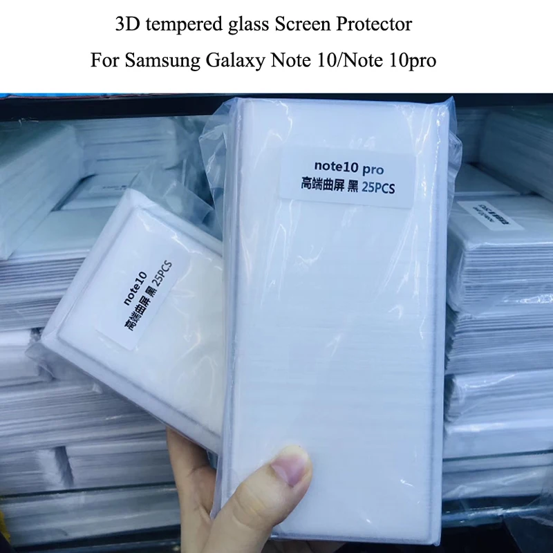 

50pcs/lot 3D Full Curved Screen Protector For Samsung Galaxy Note 10 Tempered Glass For Samsung Note 10pro Film