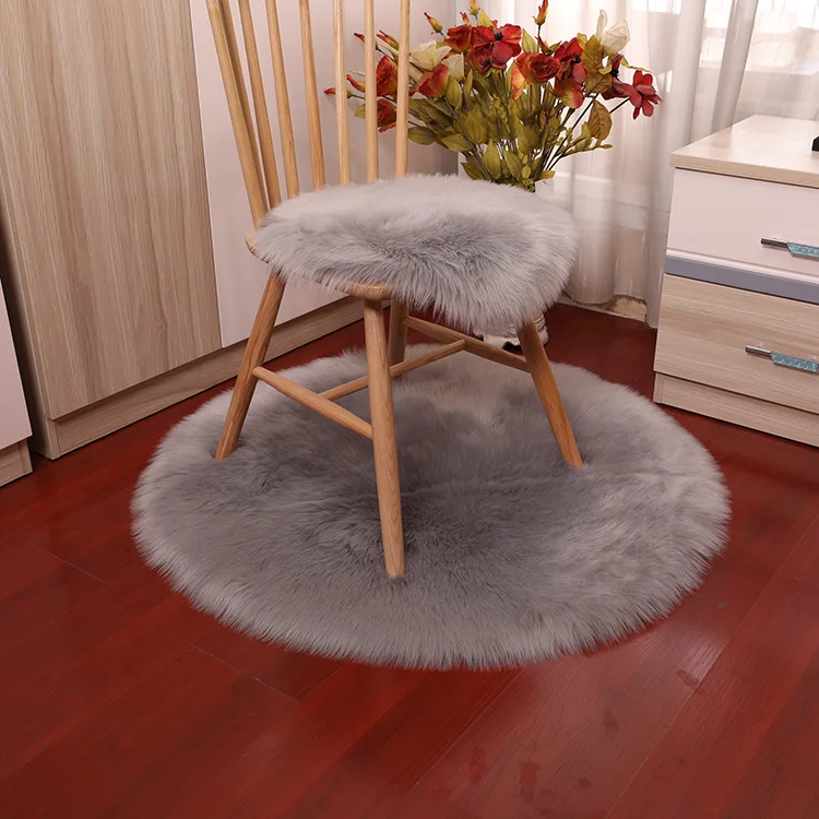 White Faux Fur Round Area Rug Plush Shipskin Flufy Pink Bedroom Rugs Living Room Soft Shaggy Floor Carpets Furry Mats Washable