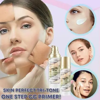

Rainbow Tricolor Makeup Base Isolation Makeup Pre-milk Base Concealer Cream Invisible Pore Brighten Face