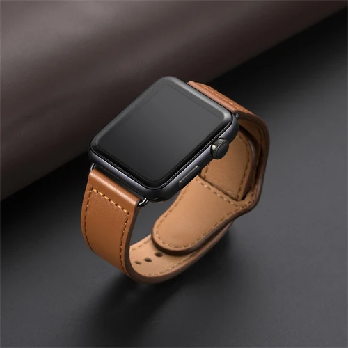 leather loop strap for apple watch band 44mm 42mm 40mm 38mm iwatch apple watch 5/4/3/2/1 watchband Genuine leather bracelet - Цвет ремешка: Genuine leather B